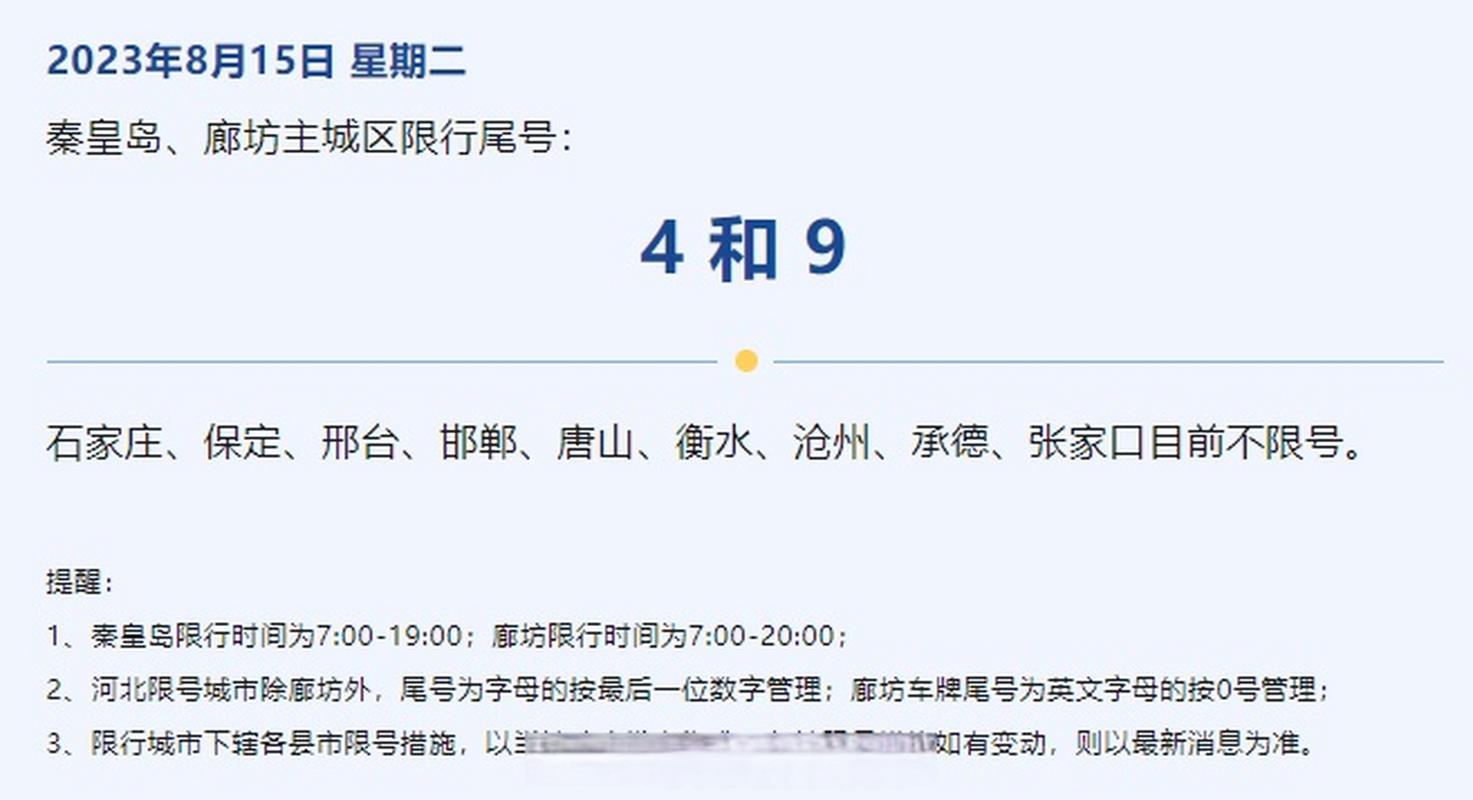 秦皇岛限号吗？秦皇岛限号吗2024年7月？  第2张