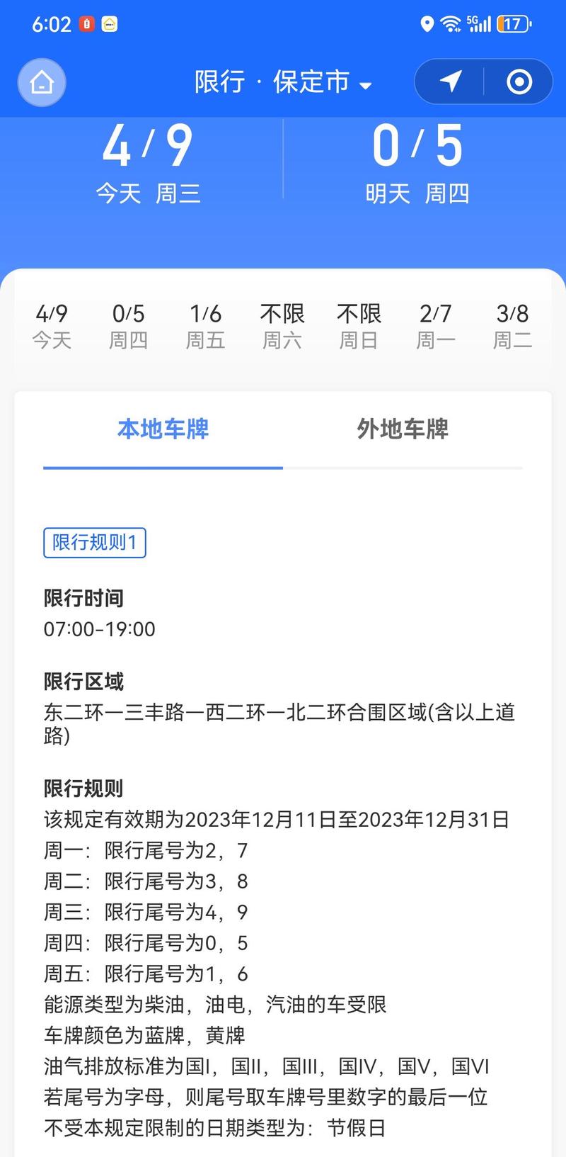 尾号5星期几限号，尾号5哪天限号？  第2张