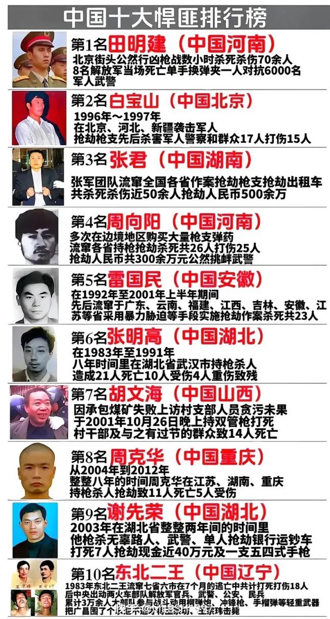 中国前十悍匪照片大全，中国前十悍匪百度百科？  第3张