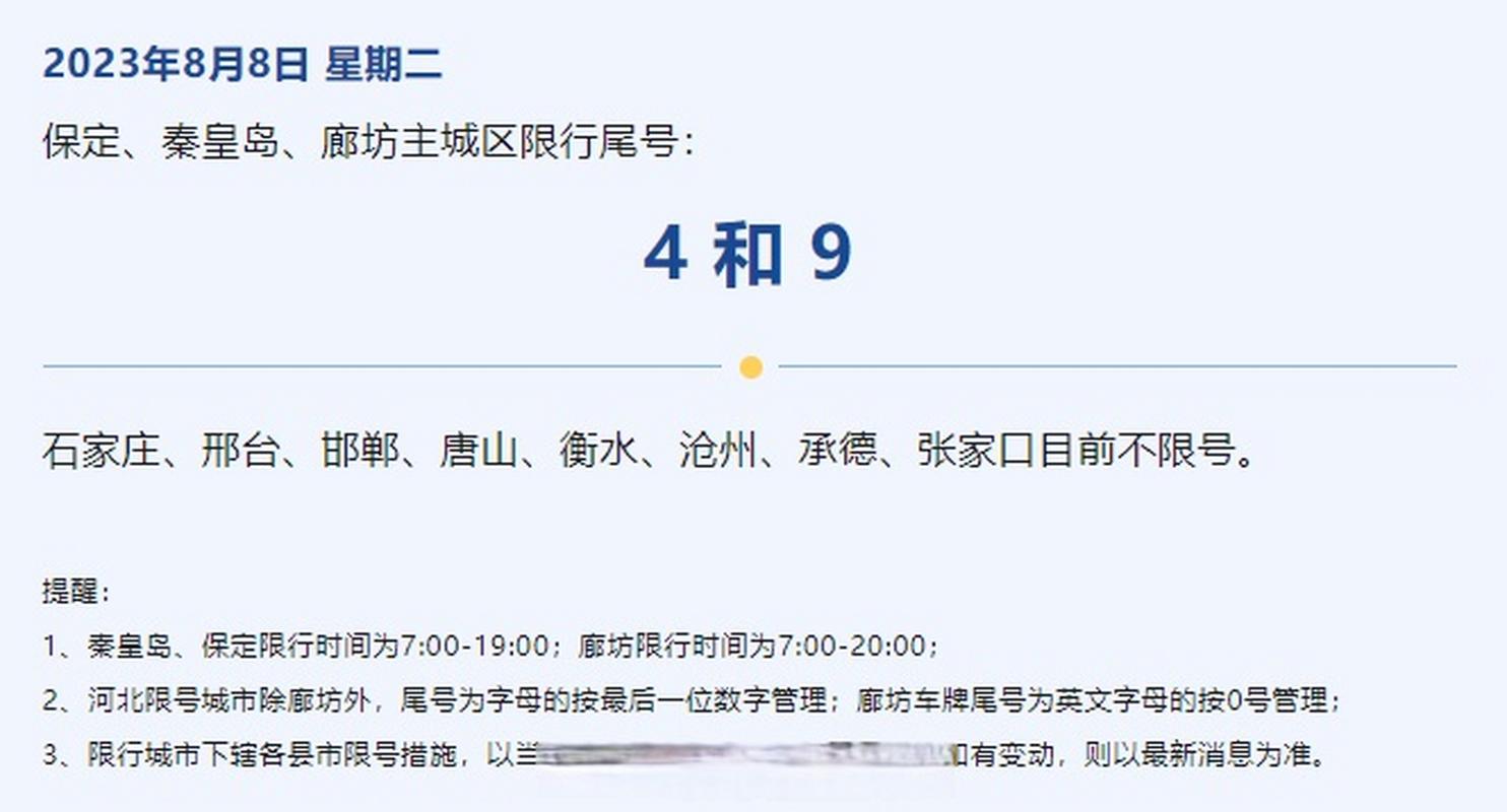 廊坊今日限号，廊坊今日限号查询  第4张