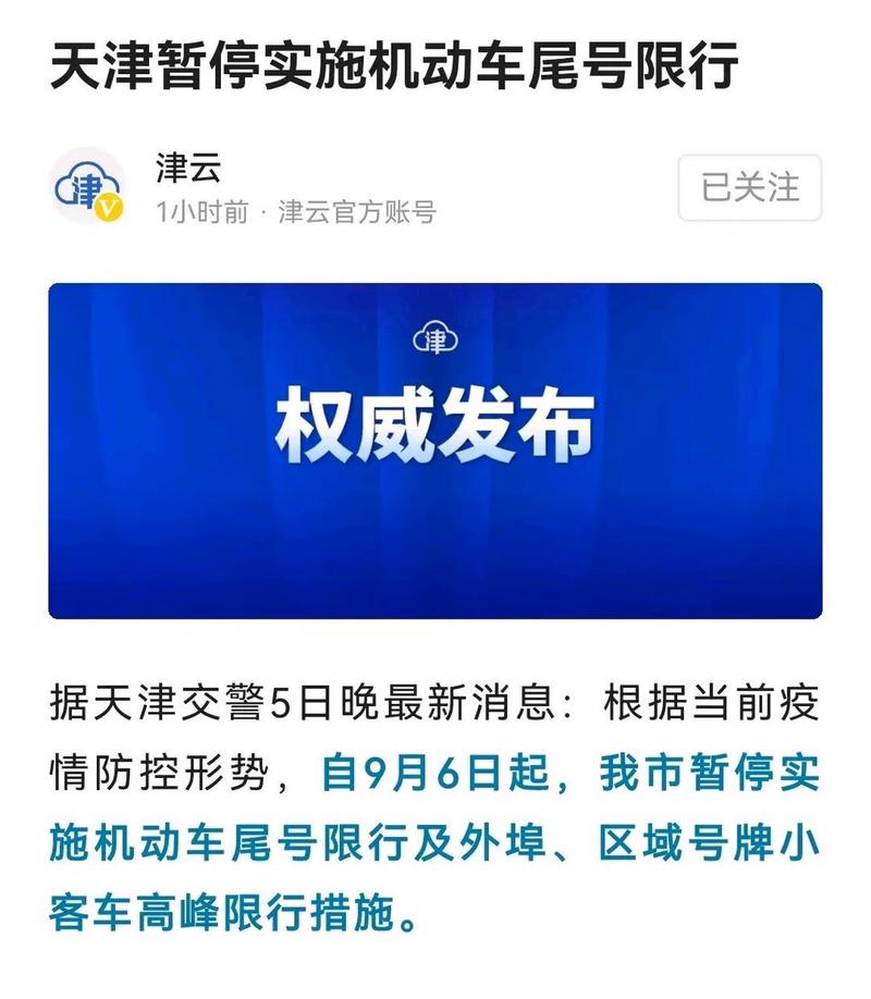 天津今日限行尾号，天津今日限行尾号处罚规定？  第1张