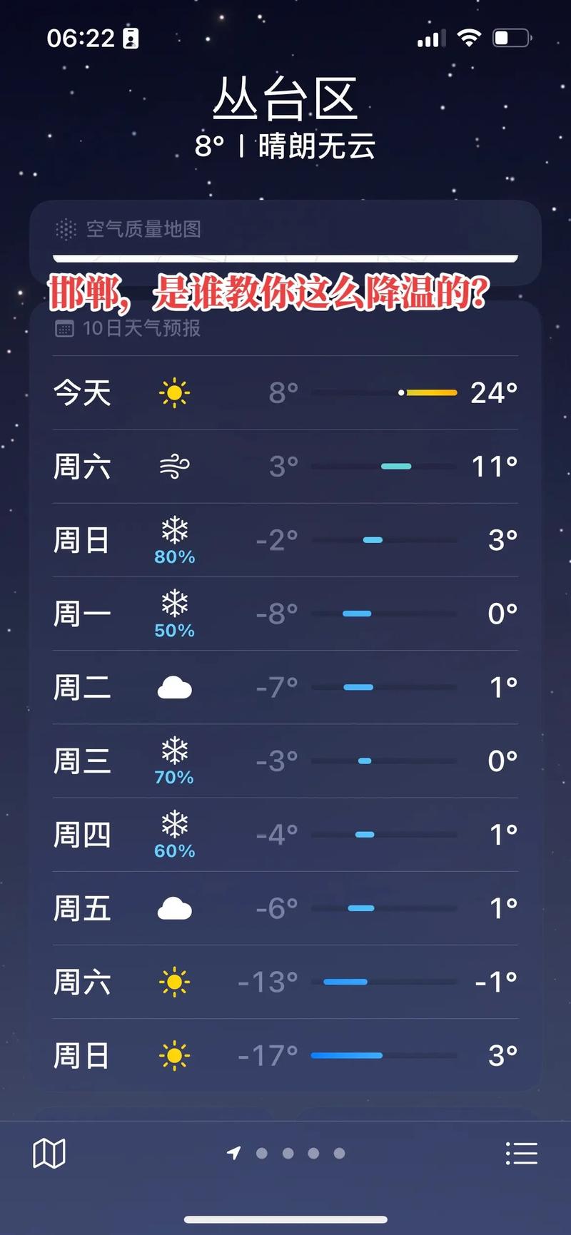 邯郸明天天气有风吗？邯郸天气预报明天有雨吗？  第1张