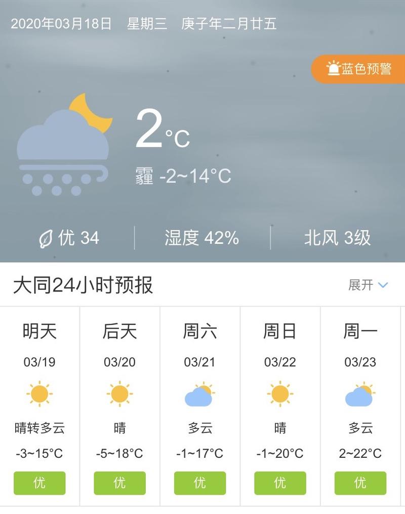 大同10天之内天气，大同一周天气？  第1张