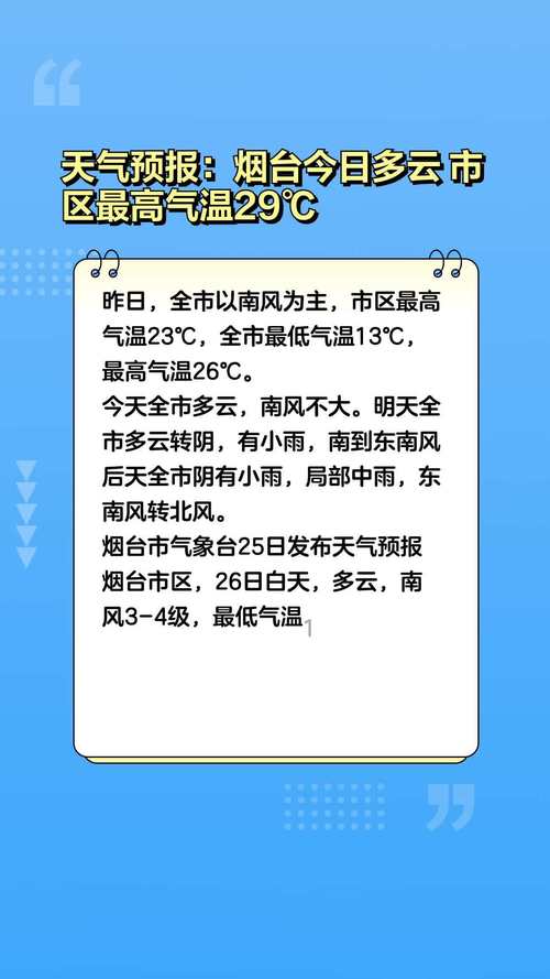 明天烟台的天气预报？明天烟台的天气预报有雨吗？  第2张