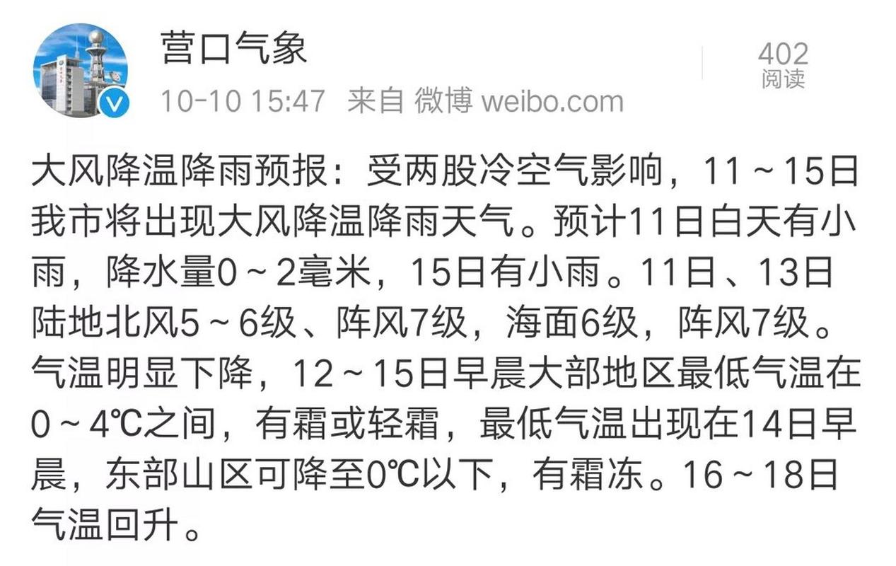 营口天气预报十五天，营口15天的天气？  第4张